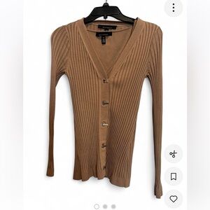 White House Black Market tan cardigan with matching tank top